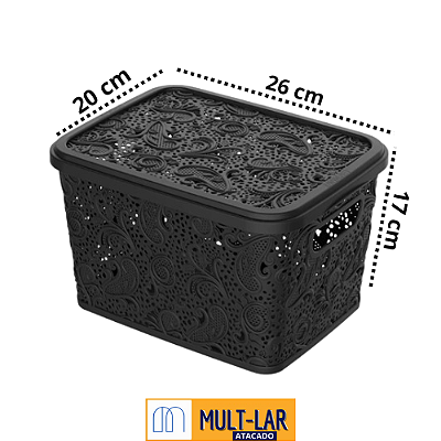 CESTO ORG. 5,5L R. FLORAL PRETO 0604