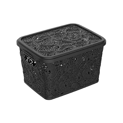 CESTO ORG. 10L R FLORAL PP PRETO 0608