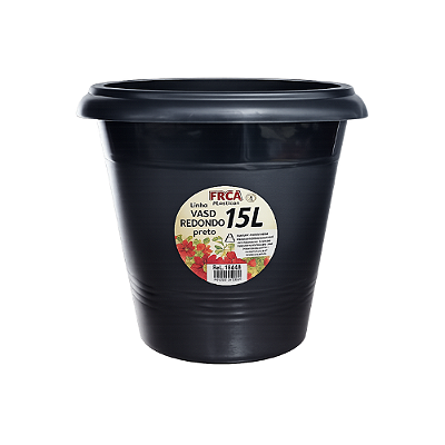 VASO REDONDO PRETO 15 LTS 1328