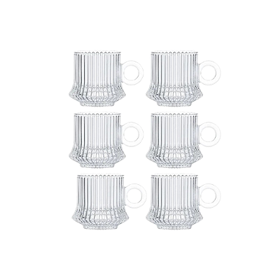 JOGO XICARA CAFE VIDRO ROBUSTA LINES 85ML 18158