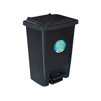 LIXEIRA 35LTS PRETA PEDAL E TAMPA 25867
