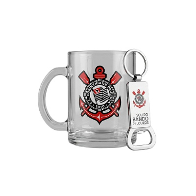 KIT CANECA VIDRO TIME CORINTHIANS TWZB13150B-1
