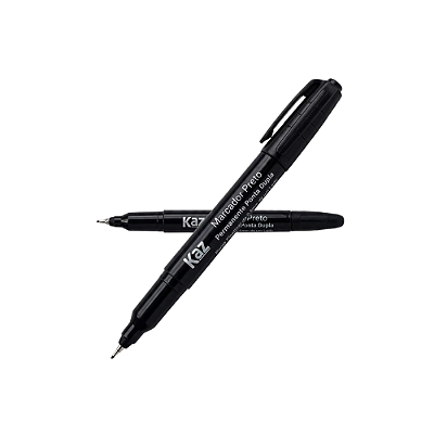 PINCEL MARCADOR PERMANENTE PRETO 2 PONTAS CX C/12 UND KZ946PT