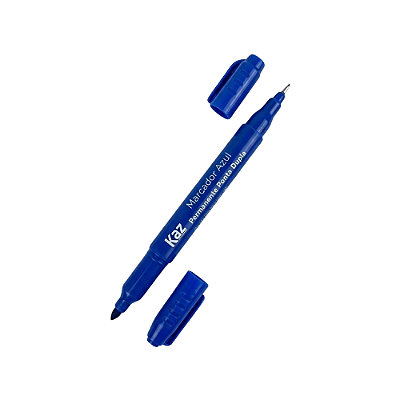 PINCEL MARCADOR PERMANENTE AZUL PONTA DUPLA KZ946AZ CX C/12 UND