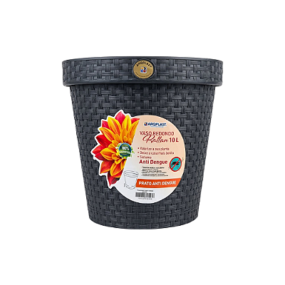 VASO RED. RATTAN PRETO 10LT 25820