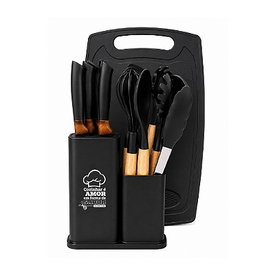 KIT UTENSILIOS SILICONE 19PÇS AIH-459P PRETO
