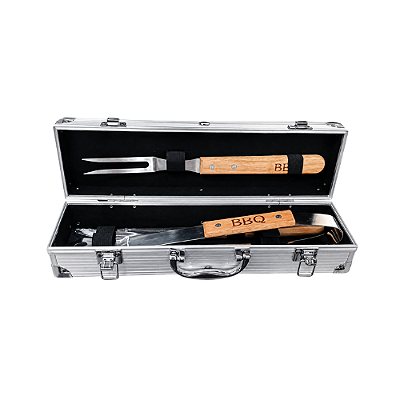 KIT CHURASCO MALETA DE ALUMINEO 4 PÇS CA12725