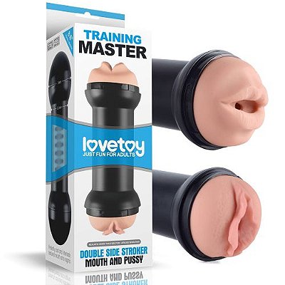 Masturbador Masculino Duplo Vagina e Boca Cyberskin Formato de Halter Training Master Lovetoy