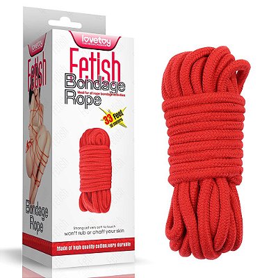Corda Para Bondage Fetish BDSM Algodão Resistente 10 Metros Vermelho Lovetoy