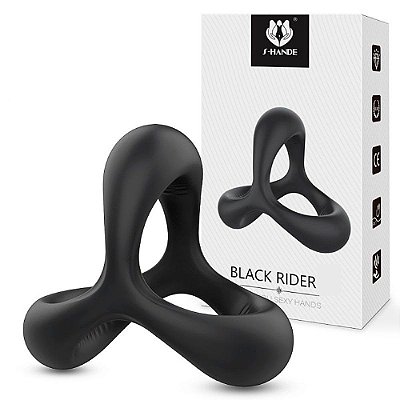 Anel Peniano Médio com Suporte para Testículos Black Rider S-Hande