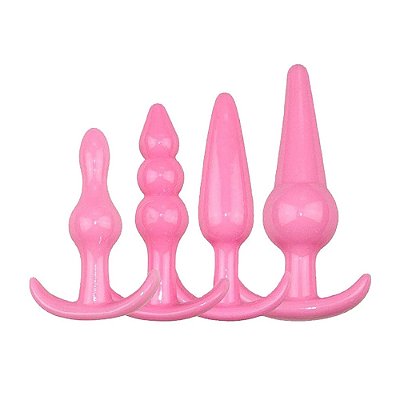 Kit de Plug Anal Para Iniciantes Cor Rosa