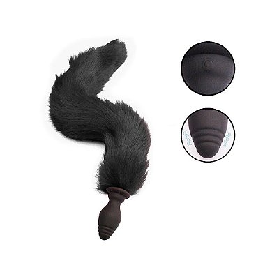 Plug Anal Pequeno Em Silicone Com 10 Modos de Vibração Rabo de Raposa