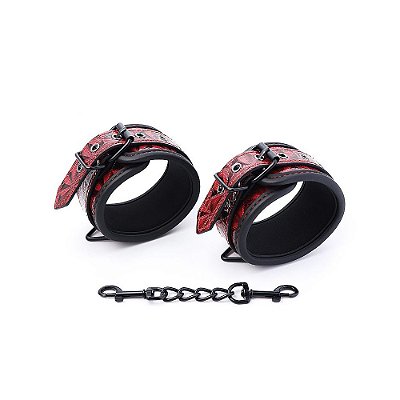 Algemas de Luxo com Corrente e Fivelas Vermelho