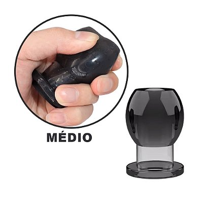 Plug Anal Médio Vazado Em Silicone