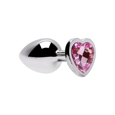 Plug Anal de Metal Pequeno Formato de Coração Rosa