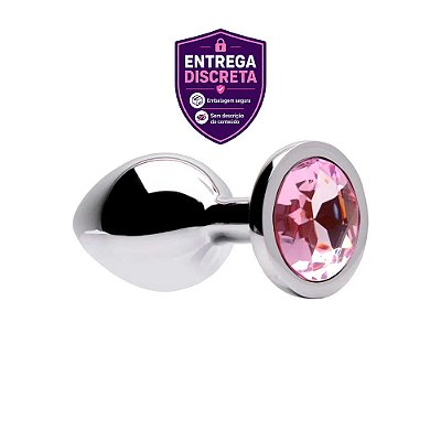 Plug Anal de Metal Pequeno Cristal Rosa