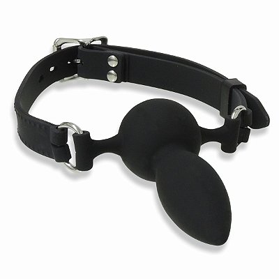 Mordaça Com Plug Anal de Silicone