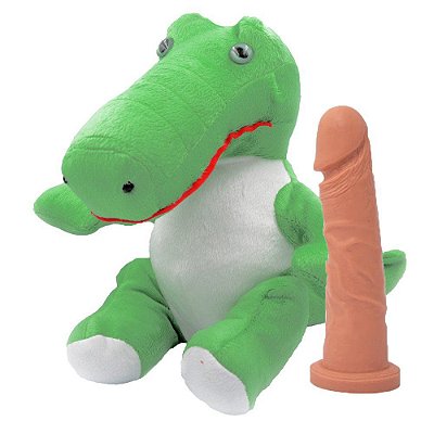 Jacaré de Pelúcia Com Compartimento Interno Prótese e Cadeado Dominatrixxx