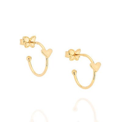 ARGOLA FOLHEADO A OURO CORAÇÃO LISO. MED 1,3CM ROMMANEL 526665