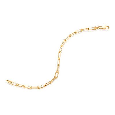 PULSEIRA MASCULINA FOLHEADO A OURO ELOS OVAIS. MED 20/21CM ROMMANEL 551692