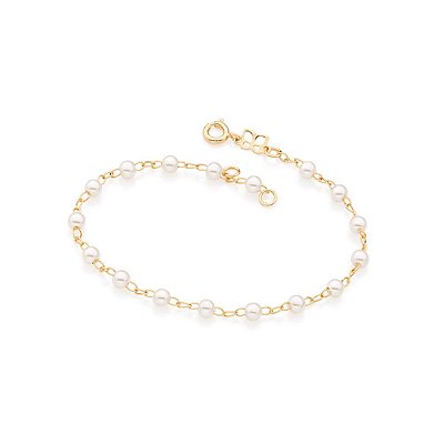 PULSEIRA FOLHEADO A OURO COM PÉROLAS. MED 19CM ROMMANEL 551350