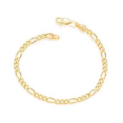 PULSEIRA MASCULINA FOLHEADO A OURO FIO ALTERNADO. MED 18/19/20/21CM ROMMANEL 550047