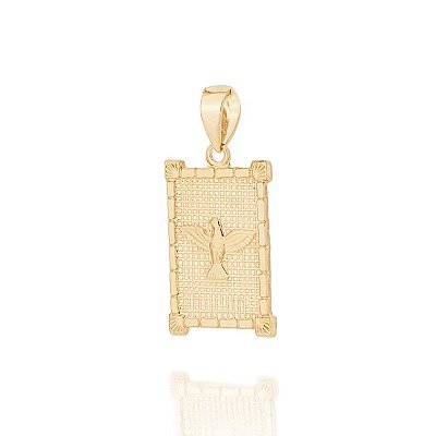 PINGENTE RETANGULAR FOLHEADO A OURO ESPÍRITO SANTO. MED 3,2CM ROMMANEL 542176
