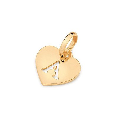 PINGENTE FOLHEADO A OURO CORAÇÃO COM LETRA. MED 1,8CM ROMMANEL 542392