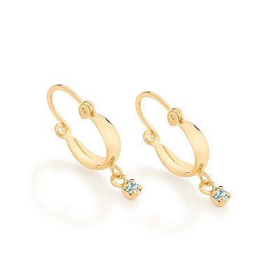ARGOLA INFANTIL FOLHEADO A OURO COM CRISTAL COLORIDO. MED 2,1CM ROMAMNEL 523201