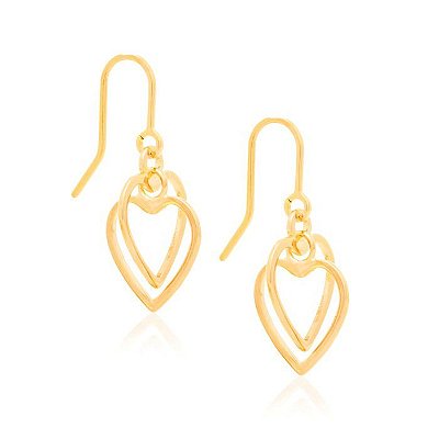 BRINCO FOLHEADO A OURO CORAÇÕES VAZADOS. MED 1,6CM ROMMANEL 522931