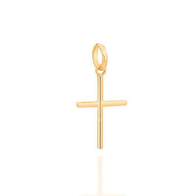 PINGENTE INFANTIL FOLHEADO A OURO FORMATO CRUZ LISA. MED 1,7CM ROMMANEL 540001