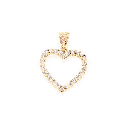 PINGENTE FOLHEADO A OURO CORAÇÃO COM ZIRCÔNIAS. MED 2,6CM ROMMANEL 541645