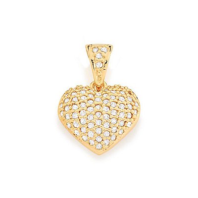 PINGENTE FOLHEADO A OURO CORAÇÃO COM ZIRCÔNIAS. MED 1,2CM ROMMANEL 541515