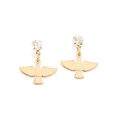 BRINCO FOLHEADO A OURO CRISTAL COM ESPÍRITO SANTO. MED 2,3CM ROMMANEL 525252