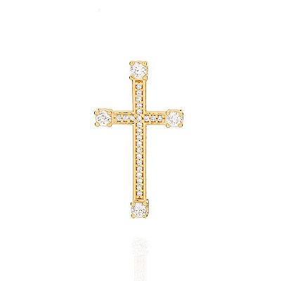 PINGENTE FOLHEADO A OURO CRUZ COM ZIRCÔNIAS. MED 2,8CM ROMMANEL 541861