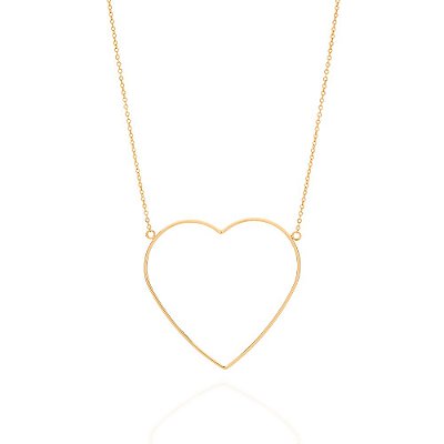 MAXI COLAR FOLHEADO A OURO CORAÇÃO VAZADO. MED 50CM ROMMANEL 532069