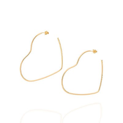 MAXI ARGOLA FOLHEADO A OURO FORMATO CORAÇÃO. MED 6,4CM ROMMANEL 526498