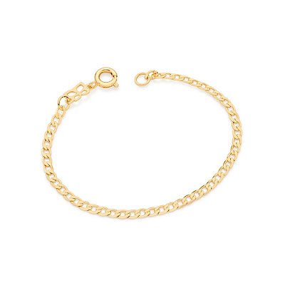 PULSEIRA INFANTIL FOLHEADO A OURO ELOS DIAMANTADOS. MED 14/16CM ROMMANEL 551717