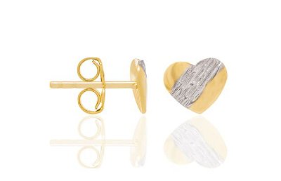 BRINCO CORAÇÃO FOLHEADO A OURO COM APLICAÇÃO DE RHODIUM. MED 0,6MM ROMMANEL 520240