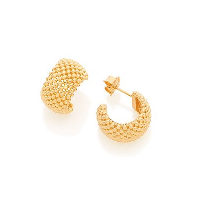 ARGOLA FOLHEADO A OURO COM PEQUENAS ESFERAS. MED 1CM ROMMANEL 526033