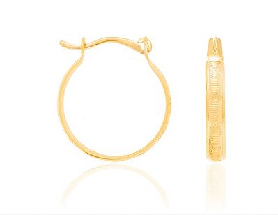 ARGOLA FOLHEADO A OURO ARO TRABALHADO. MED 2,0CM ROMMANEL 524035