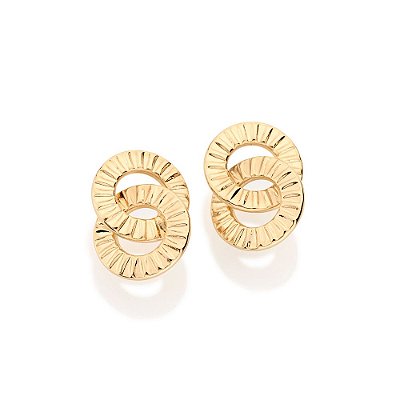 BRINCO FOLHEADO A OURO CÍRCULOS ENTRELAÇADOS. MED 0,8CM ROMMANEL 524310