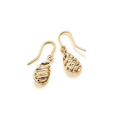 BRINCO FOLHEADO A OURO GOTA DIAMANTADA. MED 1,7CM ROMMANEL 523962