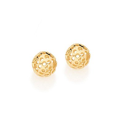 BRINCO FOLHEADO A OURO GLOBO VAZADO. MED 8MM ROMMANEL 525122