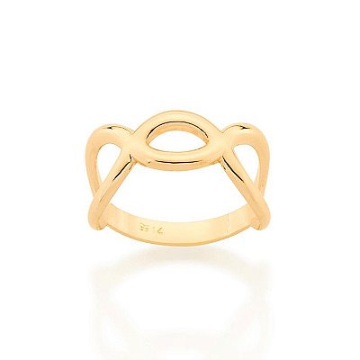 ANEL FOLHEADO A OURO COM 2 AROS INFINITOS ROMMANEL 512946