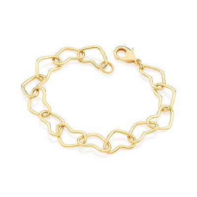 PULSEIRA FOLHEADO A OURO CORAÇÕES. MED 19CM ROMMANEL 551729