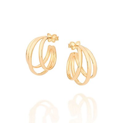 ARGOLA FOLHEADO A OURO COM 3 AROS. MED 1,7CM ROMMANEL 526687