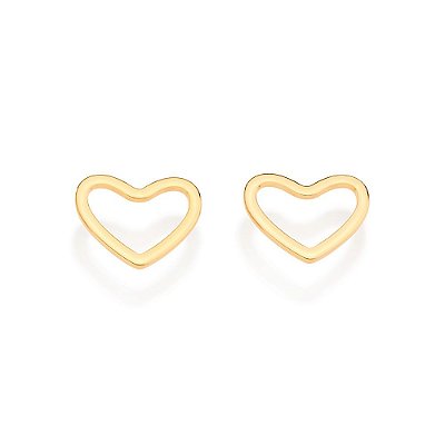 BRINCO FOLHEADO A OURO CORAÇÃO VAZADO. MED 1,10CM ROMMANEL 526680