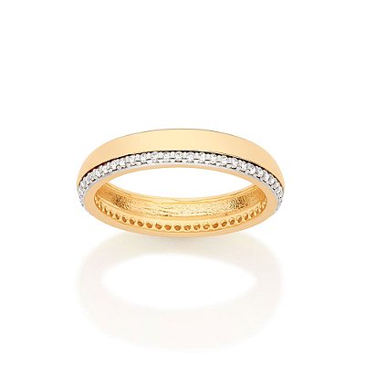 ALIANÇA FOLHEADO A OURO COM APLICAÇÃO DE RHODIUM BRANCO 4MM ROMMANEL 513000