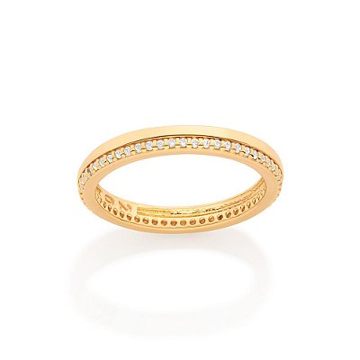 ALIANÇA FOLHEADO A OURO COM APLICAÇÃO DE RHODIUM BRANCO 3MM ROMMANEL 512999